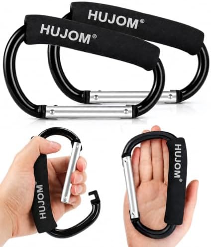 Stroller Hooks 2 Pack Heavy Duty Large Carabiner Clips for Bags & Baby Gear
