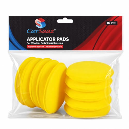 Image of CAR SAAZ Applicator Sponge (Pack of 10 Pcs) | Ultra-Soft Applicator Pad | Foam Applicator for Car & Bike Polishing, Waxing & Buffing | Reusable, Durable & Washable