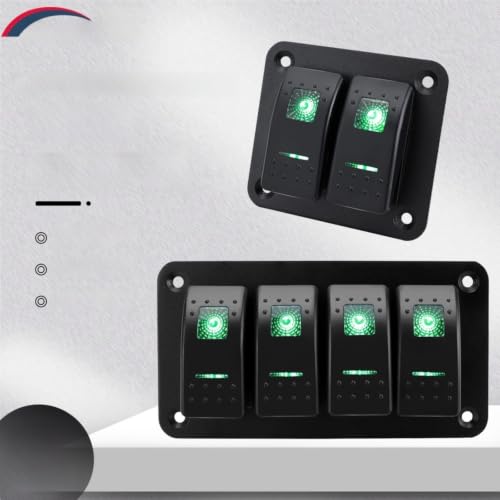 Panel de interruptor basculante impermeable con iluminación LED verde para barcos 8