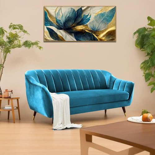 Image of Casaliving Anyse 3 Seater Sofa Set for Living Room (Turquise Fabric) Premium Fabric Sofa Set