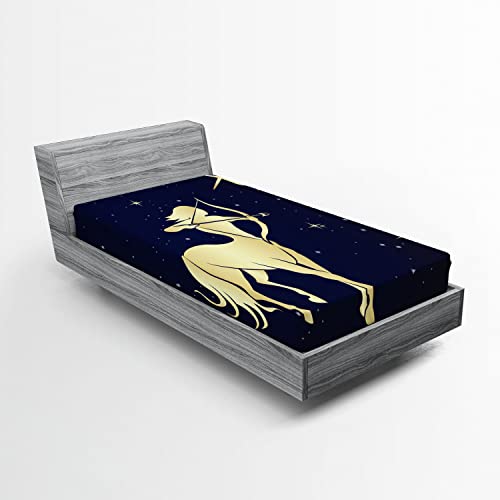 Ambesonne Sagittarius 2 Pack Fitted Sheet, Centaur Motif, Bed Cover All-Round Elastic Deep Pockets 2 Pieces, Package Contains 2 Twin Size Fitted Sheets, Yellow Blue