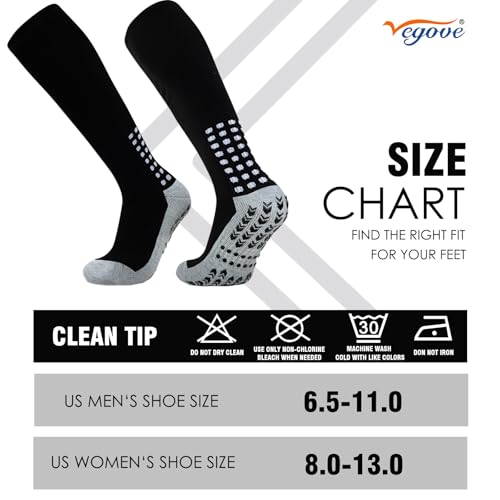 Vegove 6 Pairs Men's Cushioned Soccer Socks with Grip, Non Slip Sports Socks, Knee High Compression Basketball Stockings3
