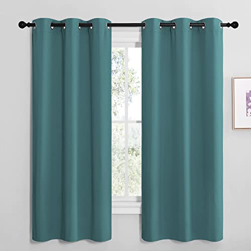 Image of NICETOWN Kitchen Blackout Curtains 48 inches Long, Thermal Insulated Solid Grommet Blackout Curtains /Drapes /Panels for Dining Room (Sea Teal, 1 Pair, 42 by 68-Inch)