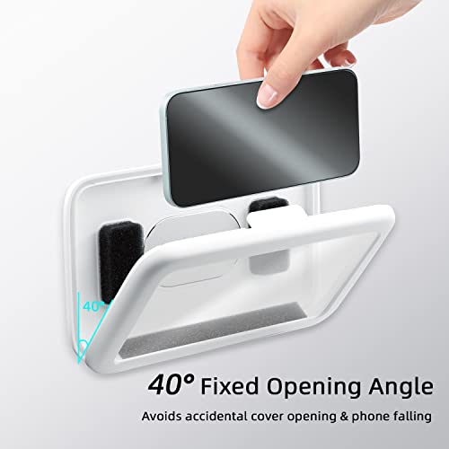 Mcbazel Wall Mount Shower Phone Holder WaterProof 360Rotation,Shower Phone Case, Touch Screen Waterproof Phone Case,Anti Fog Shower Phone Case for Bathroom Kitchen- White - Image 4