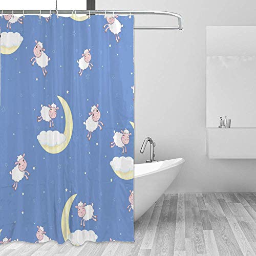 Rideau de douche lavable en machine polyester bleu lune imperméable 183x183cm