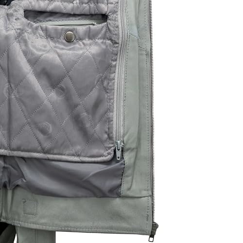 URBAN 5884 Motorradjacke Damen Mit Protektoren, Damenjacke aus Lammleder, Protektoren für Rücken, Schultern und Ellenbogen | Grau | M
