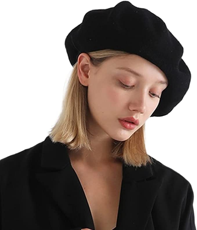 QCHOMEEWomen Summer Knit Beret Hat French Style Cap, Fashion Solid Color  Hollow-Out Baker Boy Newsboy Hat, Classic Breathable Lady Adults 55-60CM