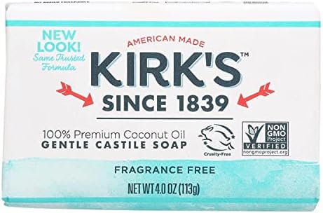 Kirk's Natural Original Coco Castile Soap Fragrance Free, 4 Ounce (Pack of 24)