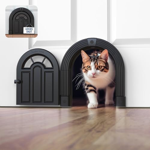 Cat Door Interior Door - No-Flap Cat Door for Interior Door, Cat Door Interior Door for Cats Up to 20 lbs, Easy DIY Setup, Secured Installation in Minutes, No Training Needed…