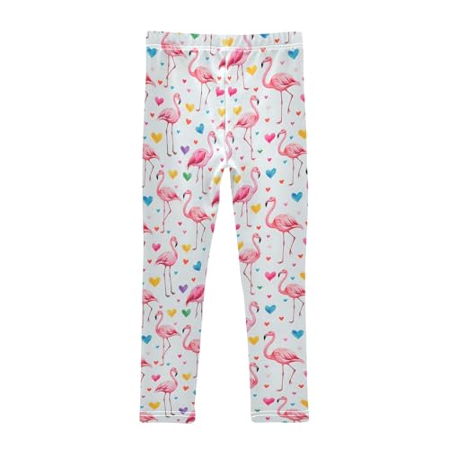 senya Girls Printed Leggings Yoga Pants Flamingo Heart Pattern for Kids in 4t to 10 Years, 4T2