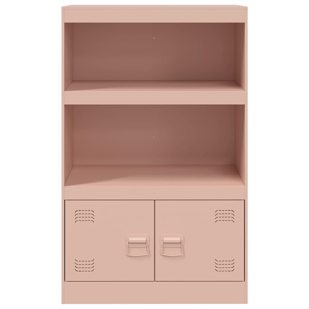 Buffet rose 67 x 39 x 107 cm, en acier laminé à froid, avec 2 étagères et portes, pour chambre à coucher, salon, meuble de rangement