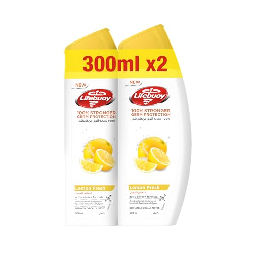 LIFEBUOY Antibacterial Body Wash Lemon Fresh 100% stronger germ protection* & hygiene 12 hour freshness 300ml x2