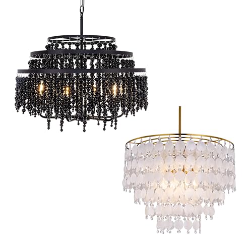 TOCHIC Farmhouse Boho Chandelier Light Fixture for Dining Room, Bedroom, Living Room, Hallway, Kitchen Island, Foyer(Black and Gold)
