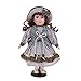 HomeDecTime Muñeca Victoriana de Porcelana de 30 Cm con Atuendo, Niña de Pie con Soporte de Madera, Regalo de San Valentín, Adornos de Exhibición de Escritorio de - Gris