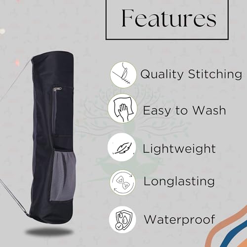 Image of Yoga Mat Cover Bag with Adjustable Shoulder Strap Waterproof Yoga Mats Carry Bags fit for 4mm to 8 mm Yoga Mat for Women and Men Zipper Mats Bag's for Meditation Mat (Grey)