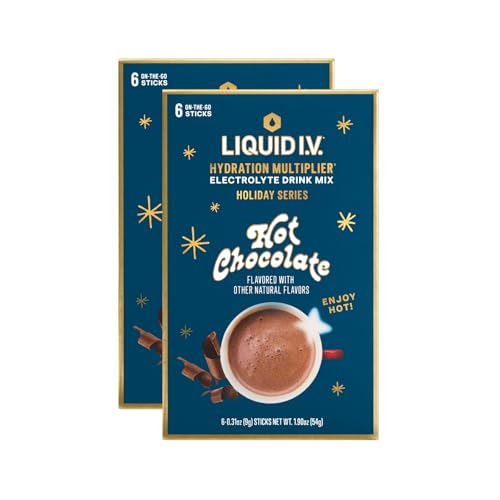 Liquid I.V.® Hydration Multiplier Hot Chocolate | Limited Edition Electrolyte Powder Drink | 2 Pack (12 Servings)