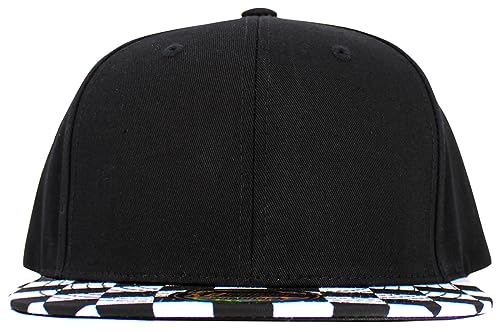 Image of KBETHOS Classic Snapback Hat Blank Cap Underbrim Cotton Wool Blend Flat Visor Adjustable Unisex
