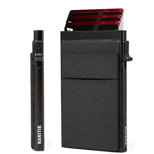 RARITIK Minimalist Carbon Fiber Wallet for Men, Money Clip Cash Strap Wallet, RFID Blocking Metal Wallet Aluminum Card Holder,Front Pocket Wallet