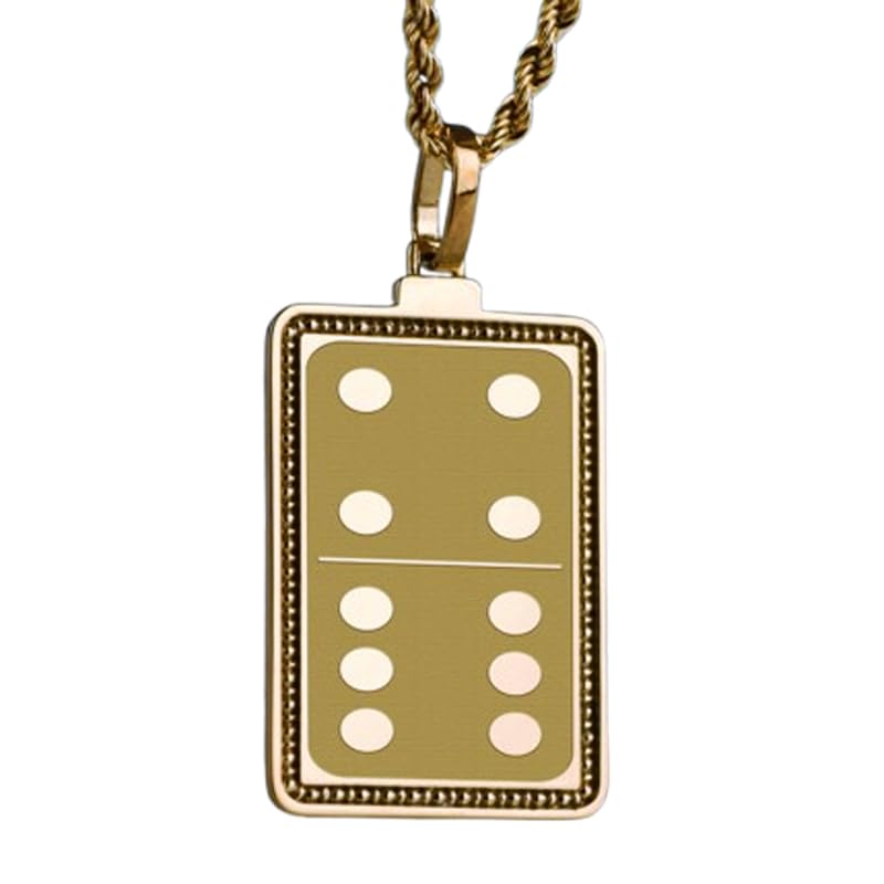 Collier pendentif argent 925 et or avec dominos gravés 45 cm