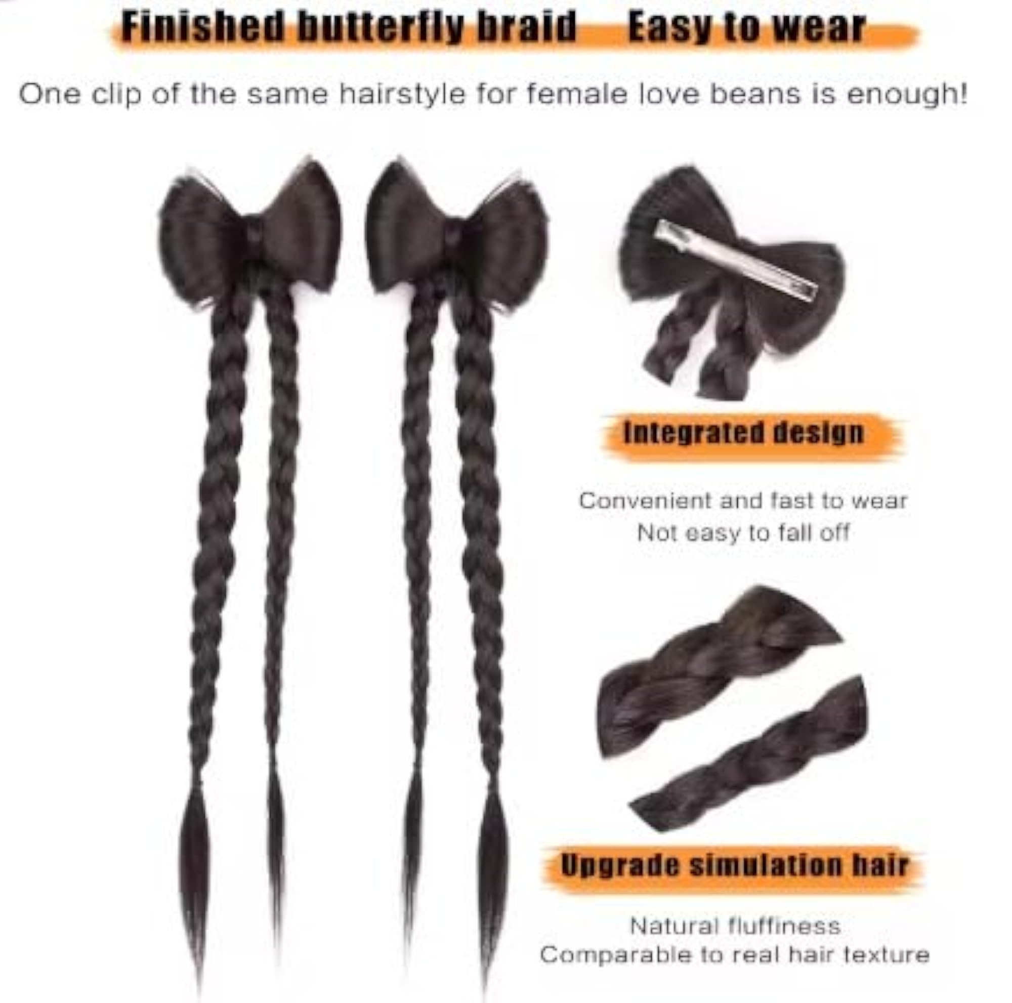 Hair Bow Knot Design Ponytail Extensions, 2 Styles with Barrette