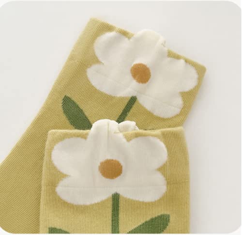 Teendi Aesthetic Floral Sock Set Women Funny Socks Flower Socks Cute Ankle Socks For Women Cotton Novelty Casual Crew Socks (5 Pairs Of Sweet Flower) #TOP5