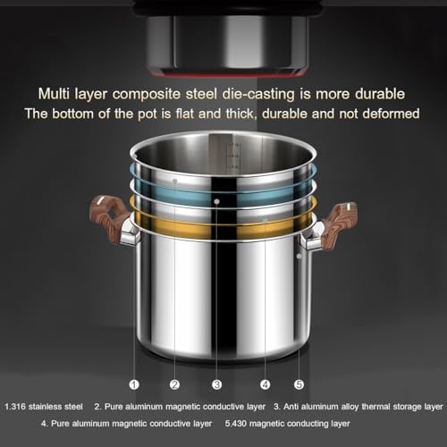 Food Grade Stainless Steel Soup Pot,Heavy Duty Cooking Pot with Lid,Multipurpose Nonstick Sauce Pan,for Induction Cooker,Gas Stove Cooking Pot(26cm) - Image 5
