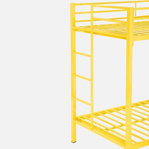 Image of Pilio Twin Over Twin Metal Bunk Beds for Kids | Bunker Bed for Adults | Double Decker Bed for Kids Room Furniture | Frame Only, Mattress not Included (Yellow)
