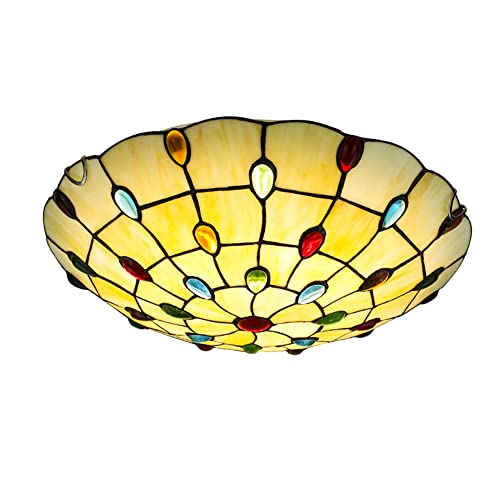 Tiffany Retro Küchenlampe Wohnzimmer Deckenleuchte Vintage Loft Deckenlampe E27 Gang Beleuchtet Porchlight Corridorleuchten für Schlafzimmer Esszimmer Gang Korridor Flur Farbe Glas Lampenschirm (40CM) Tiffany Retro Küchenlampe Wohnzimmer Deckenleuchte Vintage Loft Deckenlampe E27 Gang Beleuchtet Porchlight Corridorleuchten für Schlafzimmer Esszimmer Gang Korridor Flur Farbe Glas Lampenschirm (40CM)