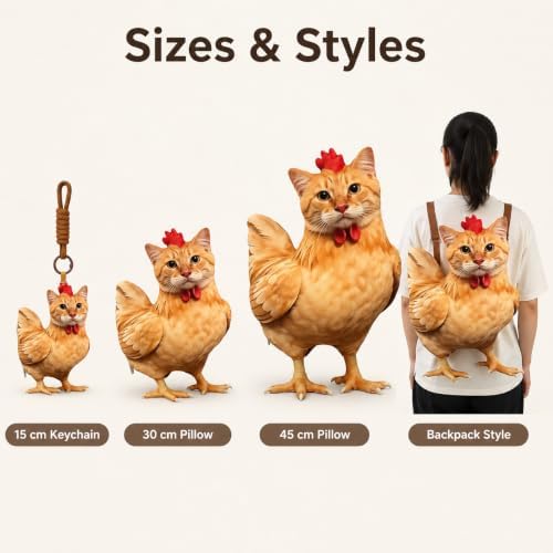 Funny Cat Chicken Plush Pillow Weird Animal Throw Cushion Gift (Cat-Chicken,17.72in) - 4