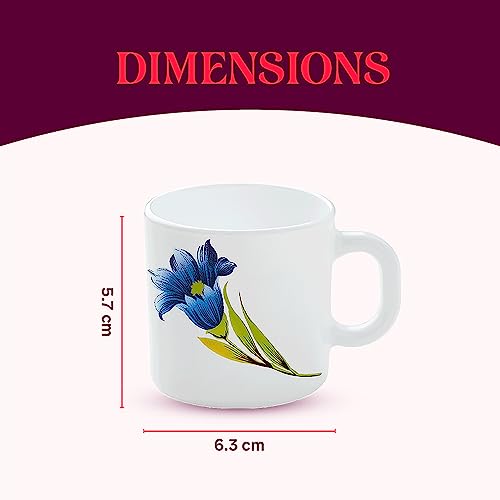 Image of Larah by BOROSIL Nina Opalware Mug, Set of 6 Tea /Coffee Mugs, 100 ml Each, Microwave & Dishwasher Safe, Bone-Ash Free, Crockery Set Ideal for Daily Use & Gifting, White