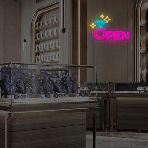 Image of Diamond Open Indoor Neon Sign For Jewelry Store Business Open LED Light