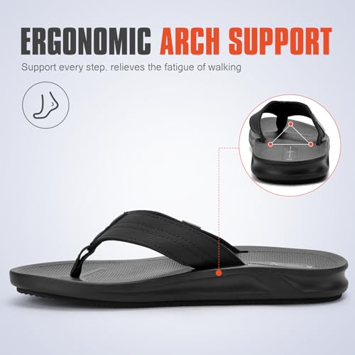 Men's Ultra Soft Cushion Flip Flops with Arch Support, Quick Dry Thong Sandals for Indoor & Outdoor Comfort3