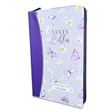 Biblia de Mariposas para Mujeres Letra Grande 12 puntos con cierre y canto floral RV1960 floral lila con indice