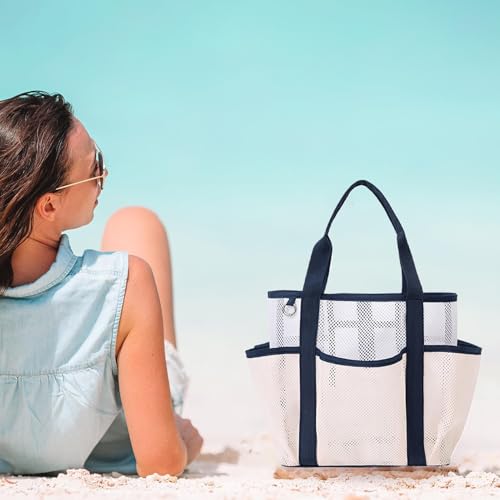 Beach Bag Organizer, Foldable Mesh Cosmetic Pouch, Lightweight Large Travel Makeup Storage Tote, Breathable Sand Proof Container, for Fishing, Yoga, Picnic, Vacation, Dorm4