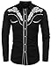 COOFANDY Men's Western Cowboy Shirt Long Sleeve Embroidered Shirts Casual Button Down Shirt