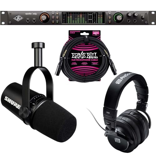 Universal Audio Apollo x8p, Shure MV7 Mic, Presonus HD9, ErnieBall XLR Cable Bundle