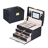  Grandes boîtes d\'emballage de Bijoux, Armoire, Commode avec fermoirs, Organisateur de Bracelets, bagues, étuis de Transport avec 2 tiroirs 3 Couches
