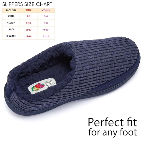 Fruit of the Loom Men's Memory Foam Slippers - Fleece Waffle Clog - Indoor/Outdoor, Pantuflas Machine Washable - Navy - EXTRA LARGE - image 6