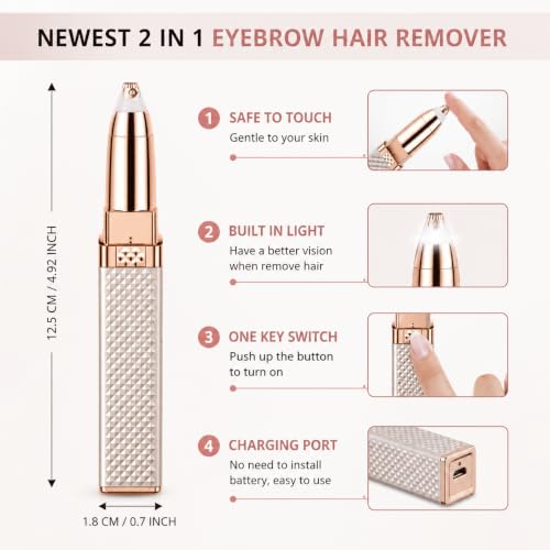 Image of Facial Hair Remover Machine For Face, Chin, Cheek, Eyebrow, Upper Lip Hair Remover for Women - Daimound