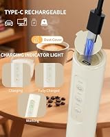CIRCLE JOY Wiederaufladbarer Handmilchaufschäumer mit Ständer, 3 Geschwindigkeitsstufen, 3 Schneebesen und Aufbewahrungsbox, Elektrischer Getränkemixer für Cappuccino, Eier und Proteinpulver, Beige – Ansicht 4