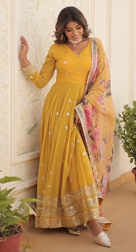 Image of Fashion Basket Georgette Embroidered Anarkali Kurta Set for Women