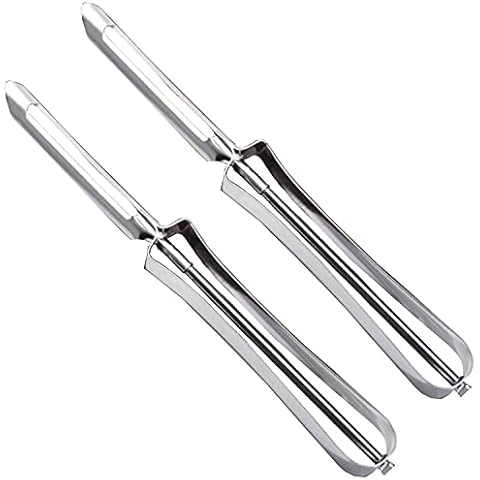 2 Pack Kitchen Vegetable Peeler, Stainless Steel Rotary Peeler for Carrot and Fruit, with Ergonomic and Control Handle-Dishwasher Safety Potato Peelers Cover