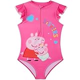 Peppa Pig Bañador Niña Una Pieza con Cremallera, 2-6 Años, Traje de Baño Infantil Cómodo con Diseños Divertidos para Piscina y Playa (4-5 Años, Rosa Peppa Pig)