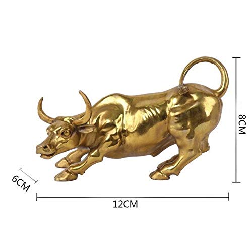 Estatua toro decoración de bronce dorado pequeña miniatura 3