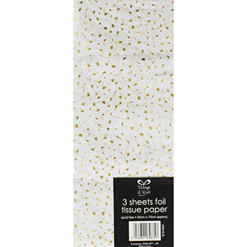 Indigo 3 SHEETS REFLECTION GOLD & WHITE FOIL TISSUE PAPER SPARKLE 50CM x 70CM ACID FREE