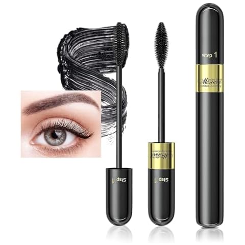 Waterproof Mascara for Volume & Length - Long lasting Smudge-proof Curling Eyelashes, Multiplying 2-1 Black Mascara for 24H Charming Eye Make up, Vegan and Cruelty Free Cover