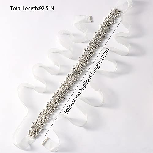 Rhinestone Bridal Belt Silver Crystal Wedding Dress Belt Bridesmaid Sash Belt for Women Formal Evening Dresses4