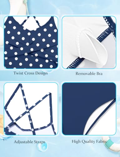 Image of Girls Swimsuit 2 Piece Bathing Suit Criss Cross Ruched Girl Tankini Sets Printed Girls' Swimwear for 9-18 Years