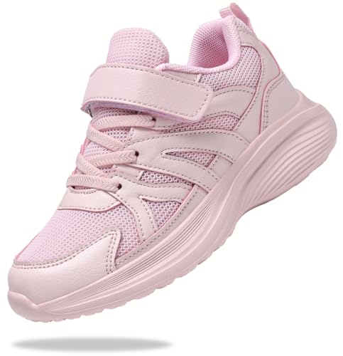 Santiro Girls Pink Sneakers Kids Running Shoes Lightweight Mesh Athletic Shoes Easy On/Off Non-Slip - Toddler/Little Kids/Big Kids 9 US
