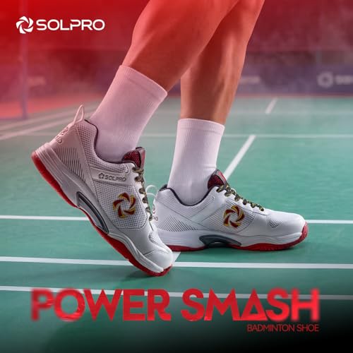 Image of SOLPRO Power Smash Badminton Shoes | Flex Support Outsole | Court Grip | Shock Absorbing Cushion | Breathable Mesh Upper | Stability Ridges